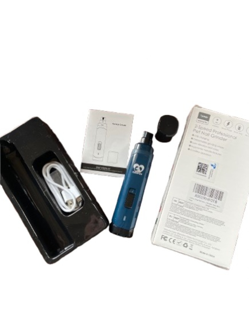 Casfuy Dog Nail Grinder-2-Speed Whisper-Quiet Electric Pet Nail Trimmer